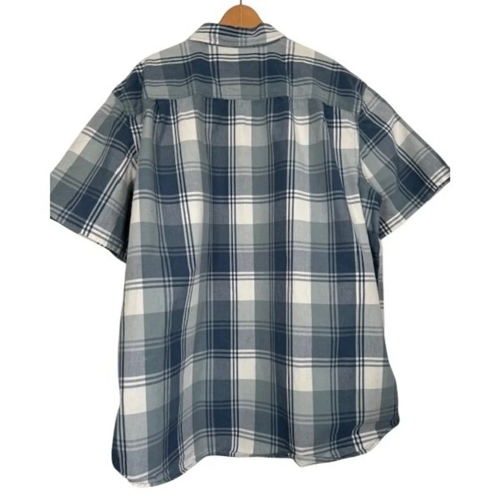 Carhartt Men's Blue Plaid Short Sleeve Button Up Shirt Size 2XL